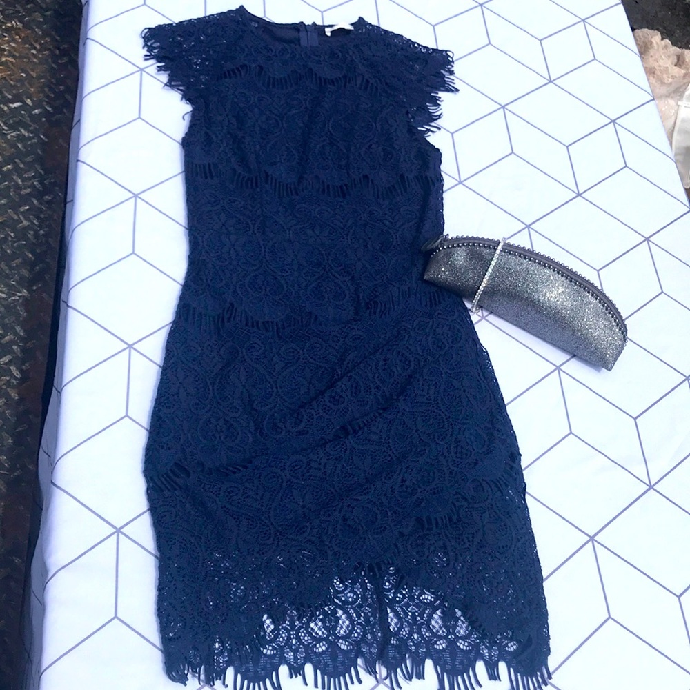 Hello Molly Navy Blue Lace Dress size 8! Worn once